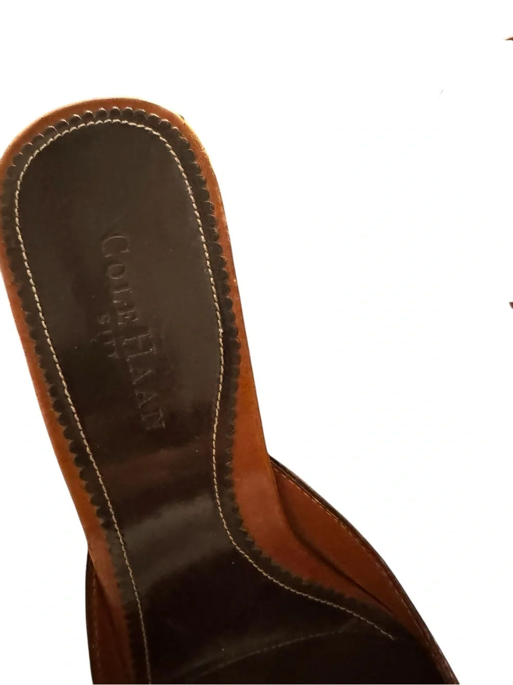 Cole Haan Brown Leather Pointed-Toe Mule Slides - Picture 4 of 5